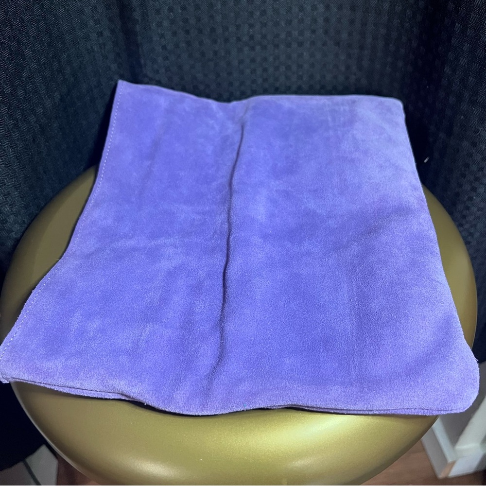 NWOT Lavender Suede Leather Clutch with Floral Accent | Italy - Picture 7 of 16